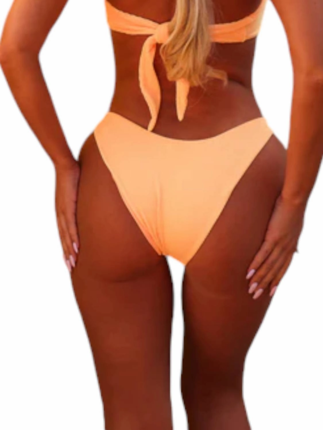 Minimal Full Coverage Bikini Bottom In Mango Ribbed