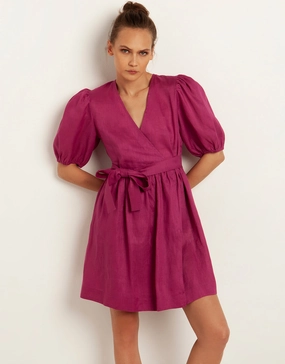 Minimal Mini Wrap Dress - Magenta Swim Womens - bikinis clearance