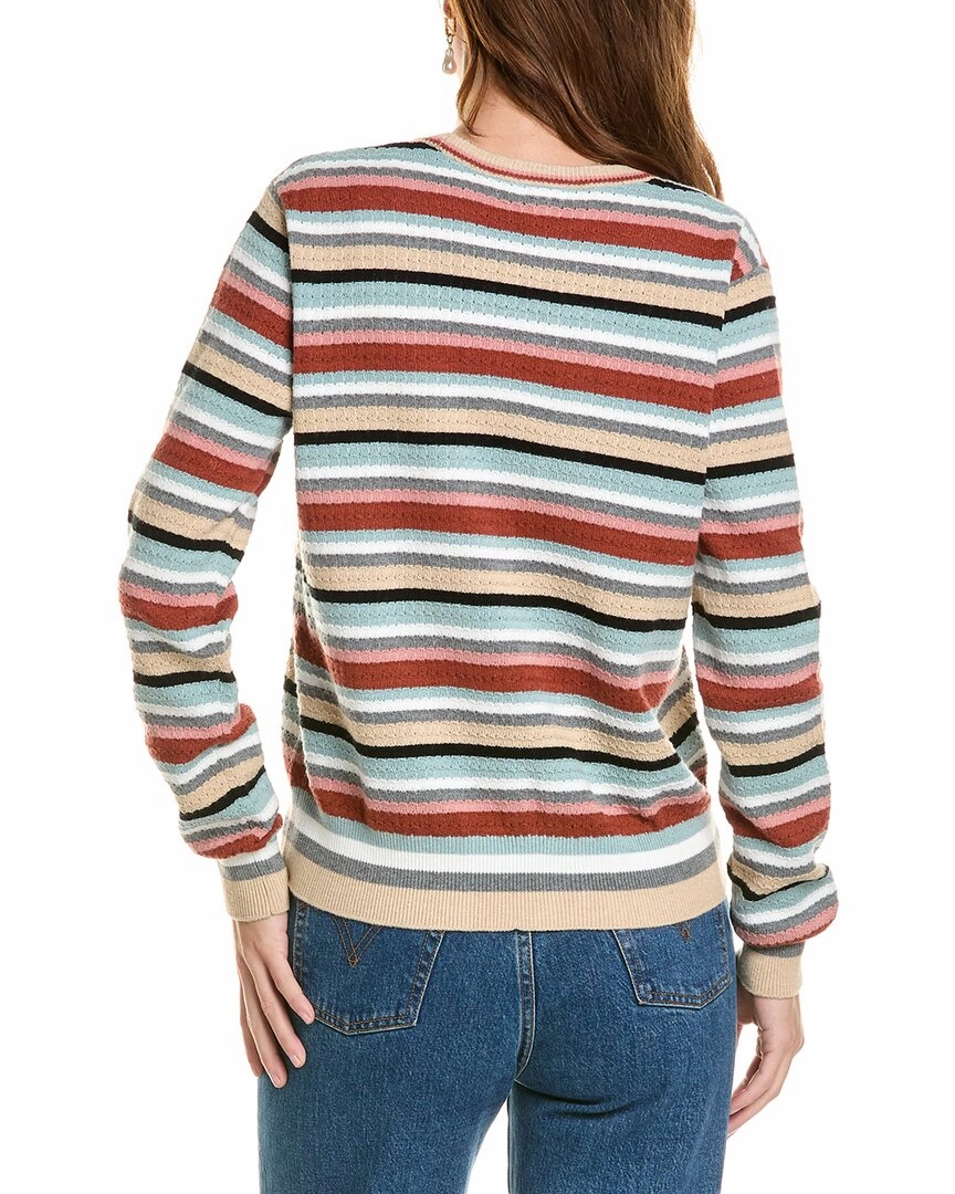 Minnie Rose Weekend Texture Stripe Cashmere-Blend Cardigan