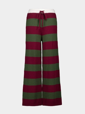 Mira Cabernet and Peacoat Striped Knitted Wide-Leg Pants Knitwear Womens - women's knitwear cheap