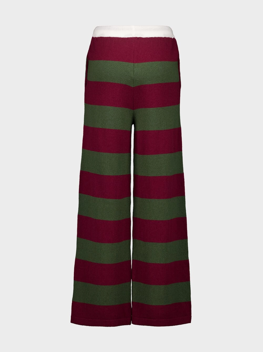 Mira Cabernet and Peacoat Striped Knitted Wide-Leg Pants
