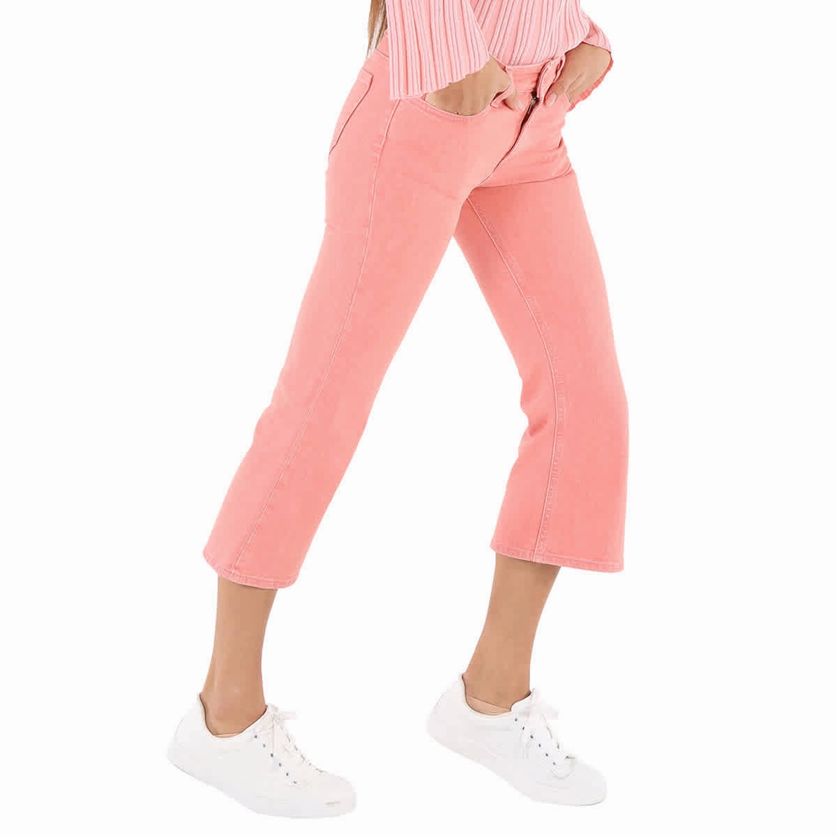 Mm6 Ladies Pink Flared Cropped Jeans