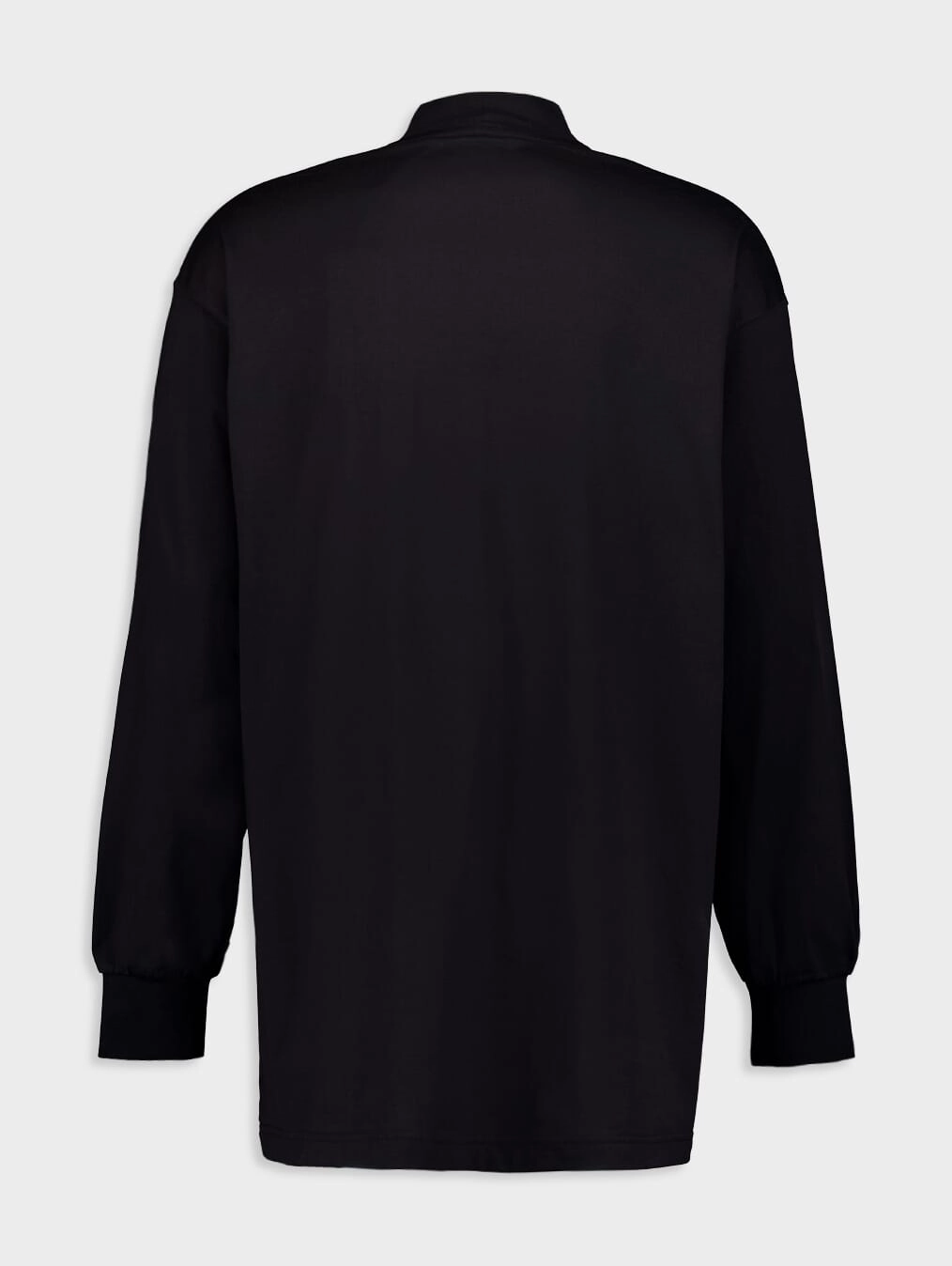 Mock-Neck Long-Sleeved Cotton Sweatshirt