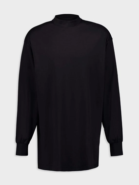 Mock-Neck Long-Sleeved Cotton Sweatshirt Tops Mens - thermal tops