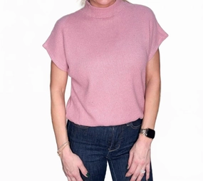 Mock Neck Short Sleeve Sweater In Rose Tops Womens - peplum tops outlet