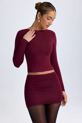 Modal High-Neck Open-Back Top in Wine Red Tops - basic tees cheap