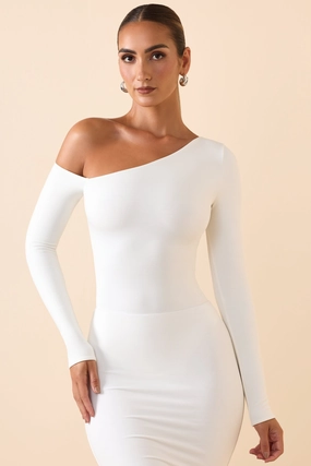 Modal Off-Shoulder Bodysuit in White Tops - basic tees cheap
