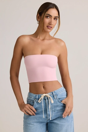 Modal Strapless Crop Top in Baby Pink Tops - tops on sale