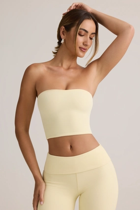Modal Strapless Crop Top in Buttercream Yellow Tops - tops on sale