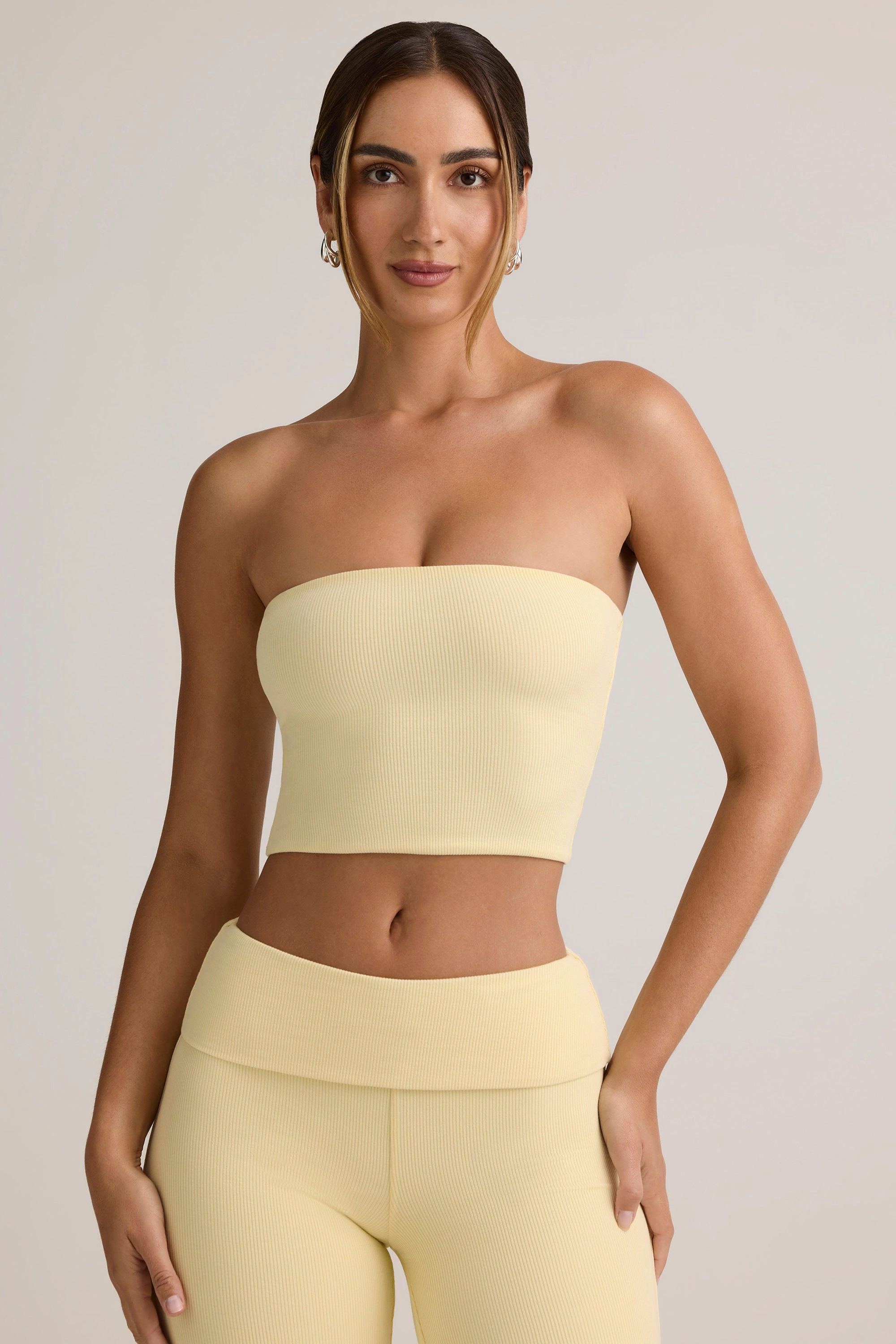Modal Strapless Crop Top in Buttercream Yellow