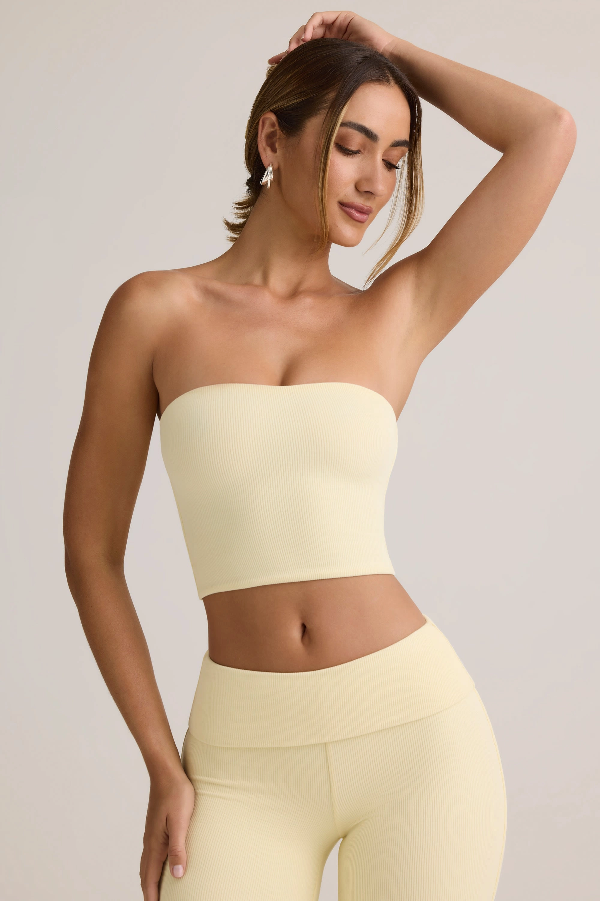 Modal Strapless Crop Top in Buttercream Yellow Tops - tops on sale