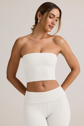 Modal Strapless Crop Top in White Tops - tops on sale