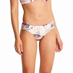 Modern Love Ruched Side Bikini Bottom In Peach Swim Womens - plunge bikinis sale