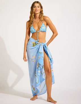 Modern Romance Sarong - Powder Blue Swim Womens - bikinis clearance