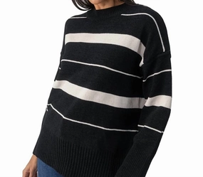 Modern Stripe Tunic Sweater In Black/almond Tops Womens - bodysuits clearance