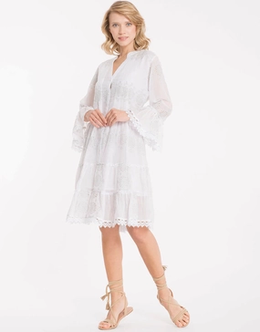 Monica Dress - White Silver Swim Womens - swimwear sale