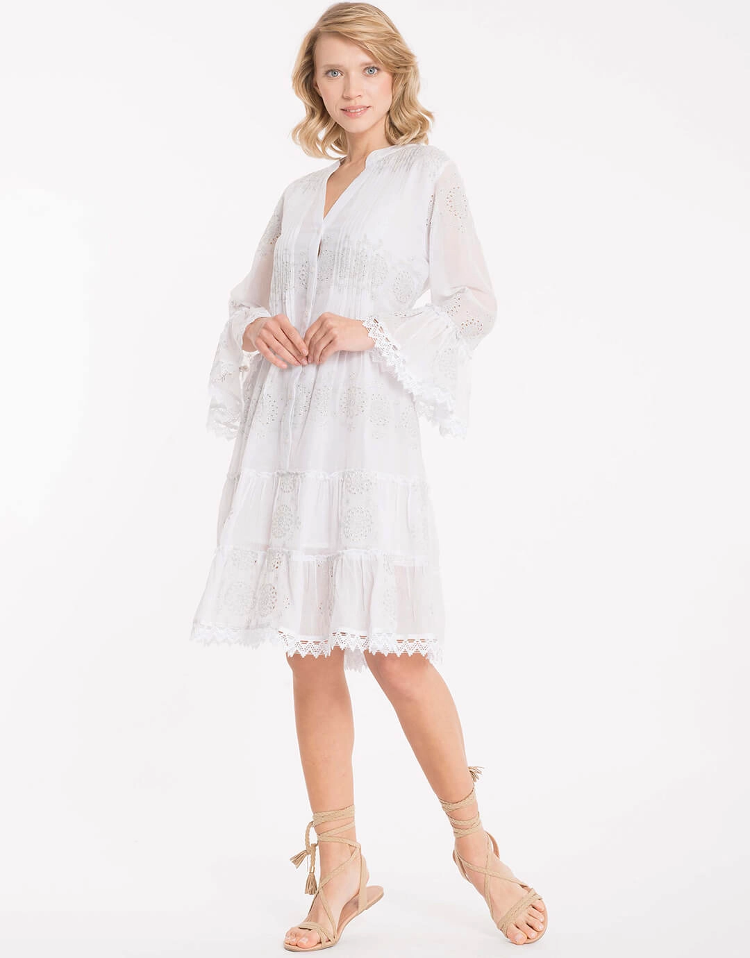 Monica Dress - White Silver Swim Womens - swimwear sale