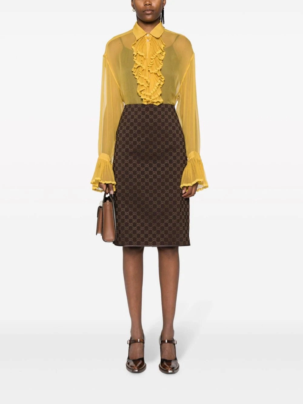 Monogram Pattern Pencil Skirt