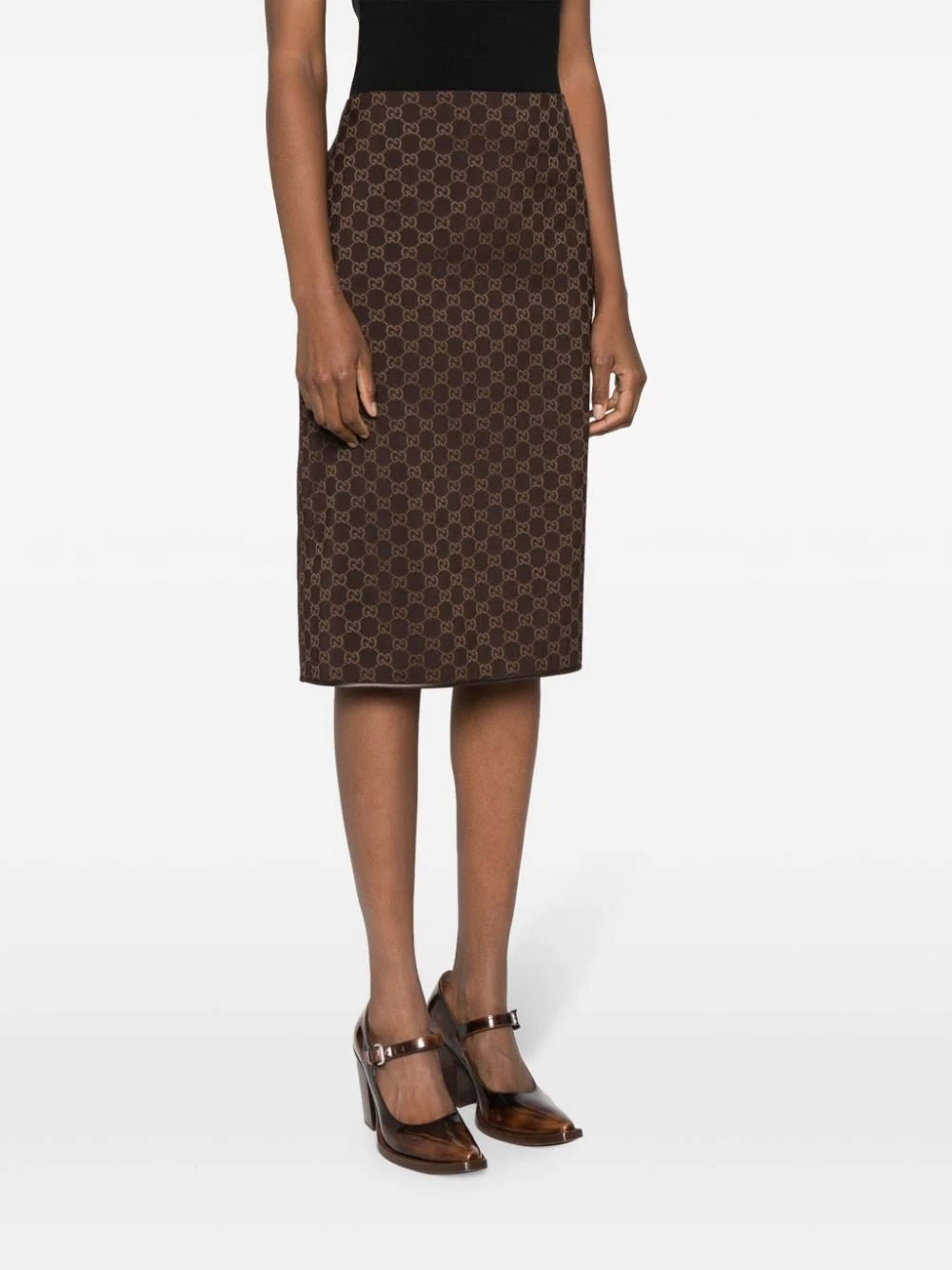 Monogram Pattern Pencil Skirt