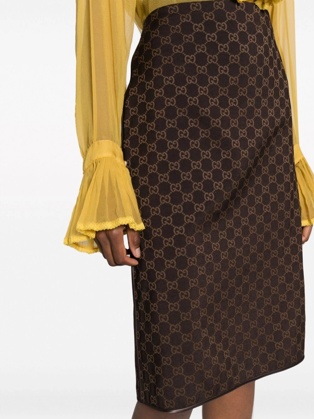 Monogram Pattern Pencil Skirt