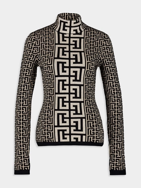 Monogram Print Turtleneck Knitwear Womens - women's knitwear cheap