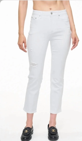Monroe High Rise Cigarette Crop In Seashell Distressed womens parachute pants cheap