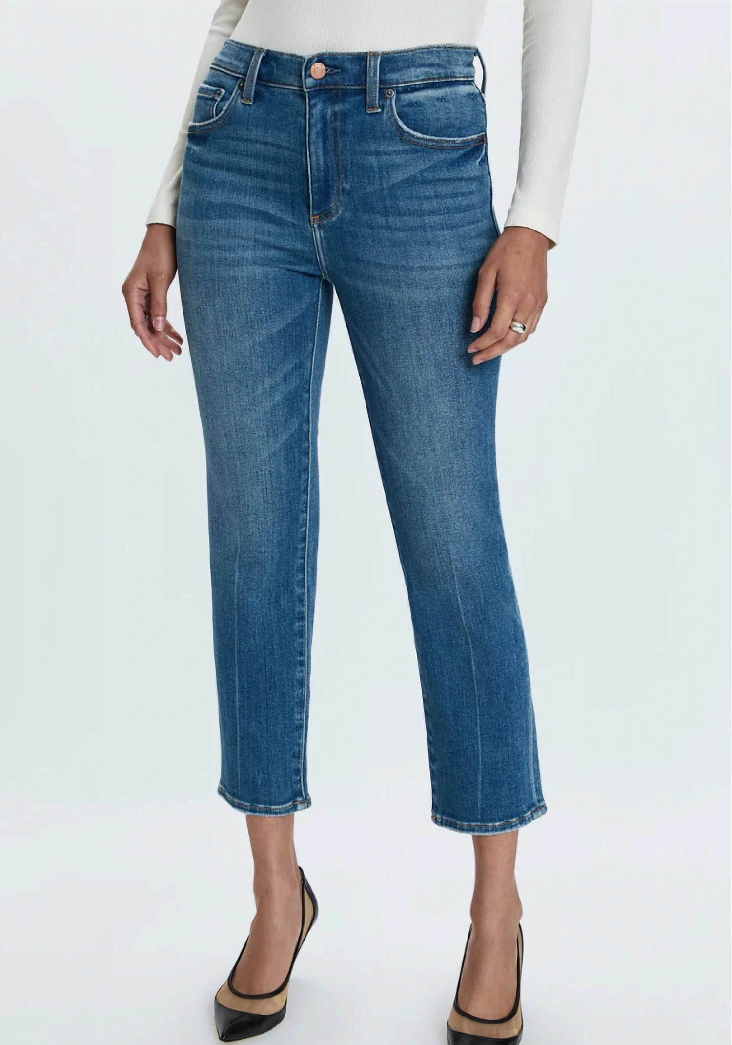 Monroe High Rise Crop Jean In Blue
