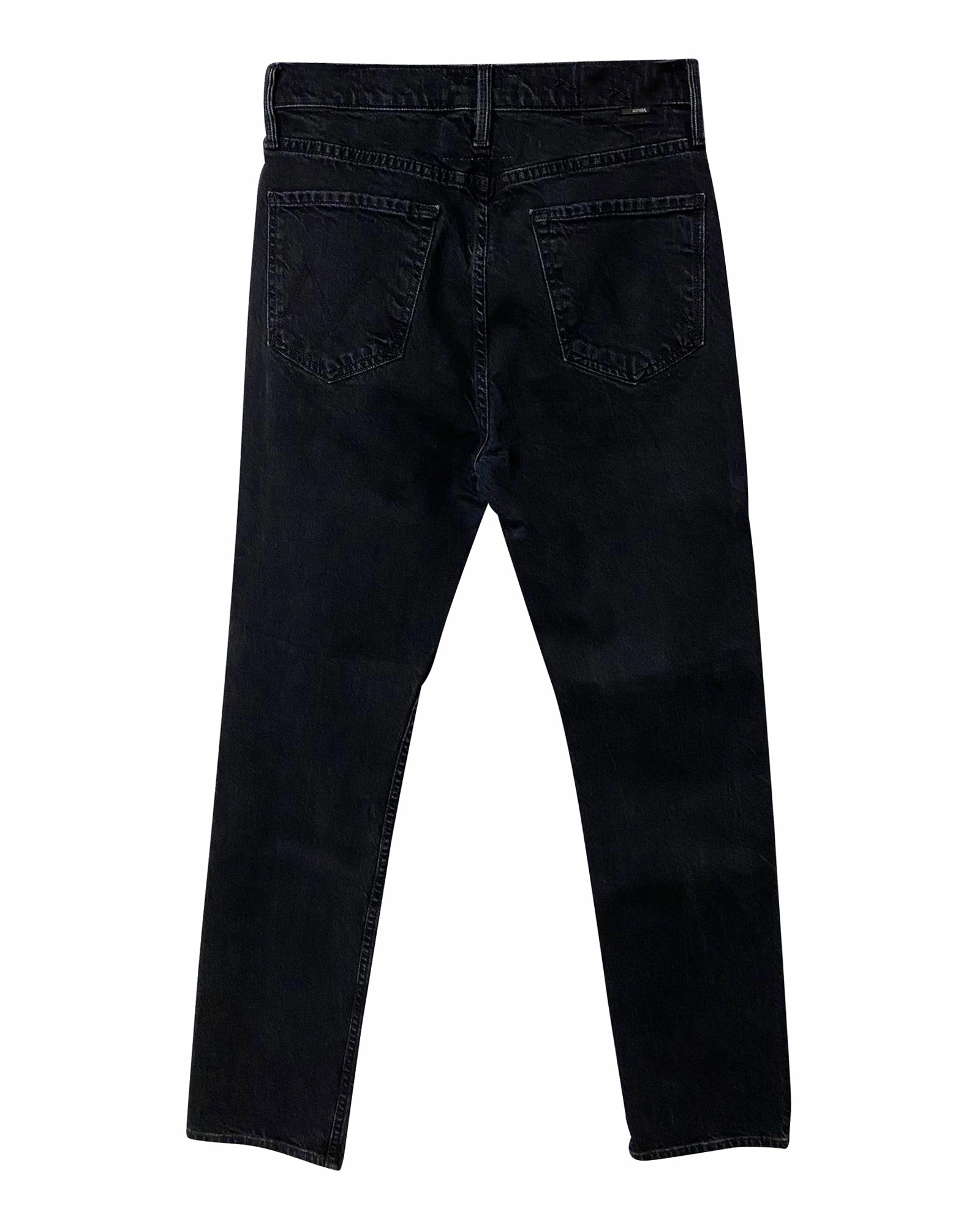 Mother Jeans with Washed-out Detail in Black Cotton