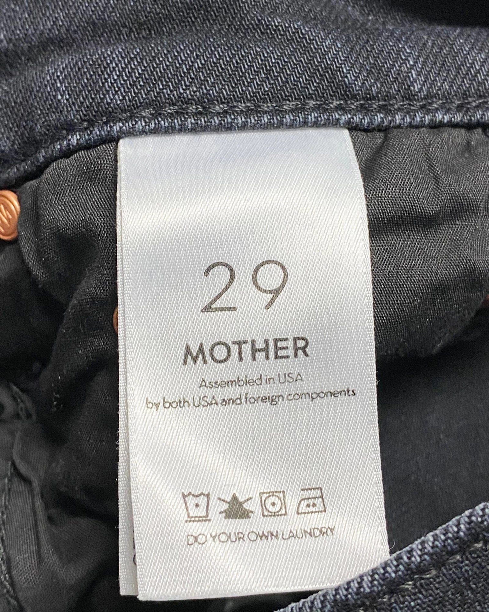 Mother Jeans with Washed-out Detail in Black Cotton