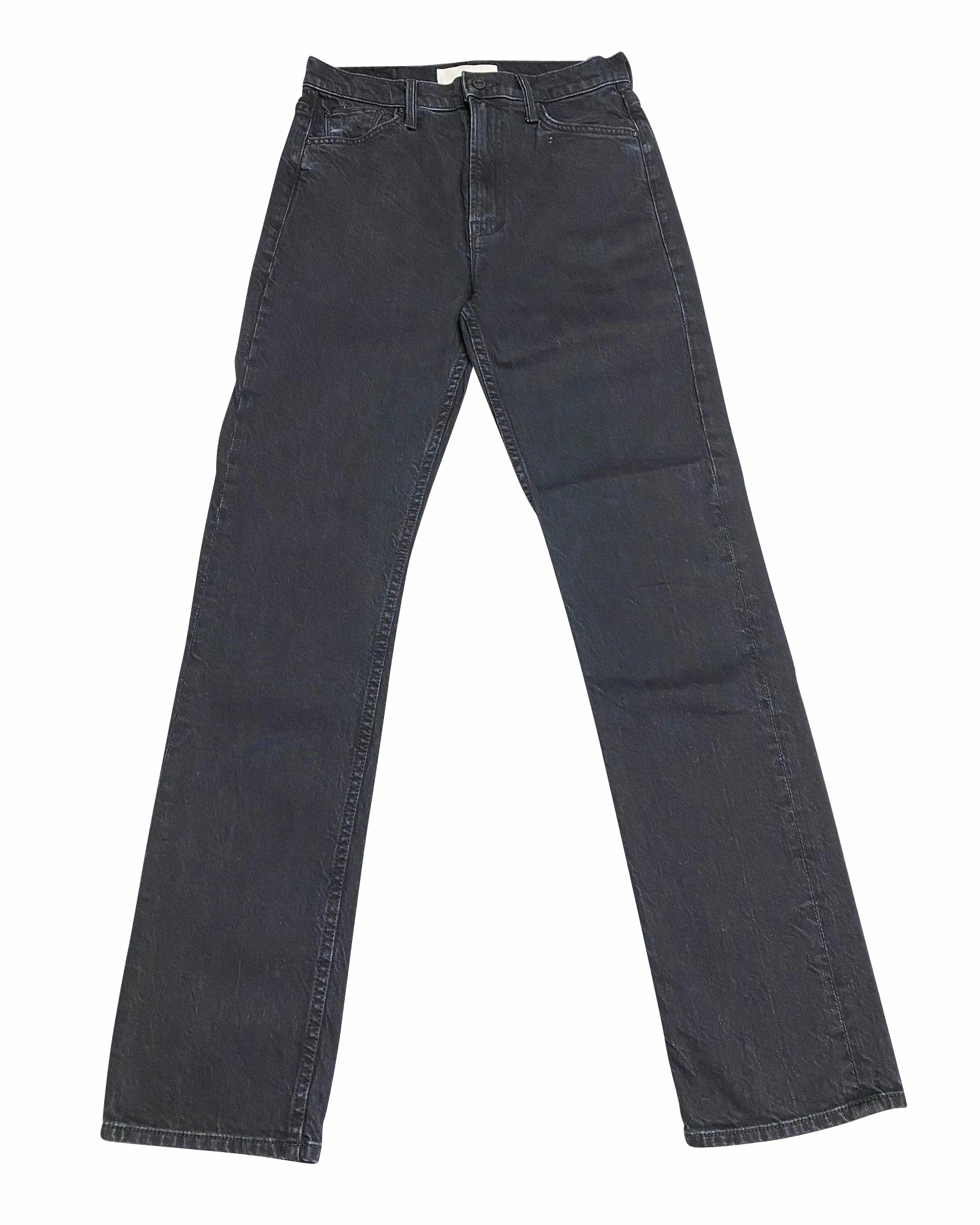 Mother Jeans with Washed-out Detail in Black Cotton