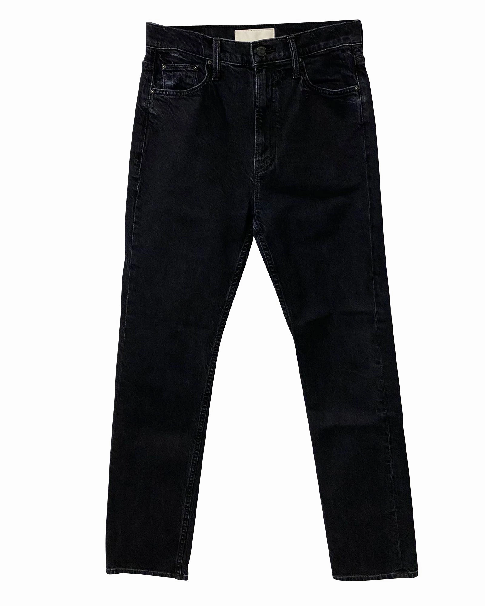 Mother Jeans with Washed-out Detail in Black Cotton womens leather pants outlet