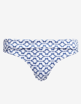 Mykonos Fold Over Bikini Pant - Blue and White Swim Womens - crochet bikinis sale