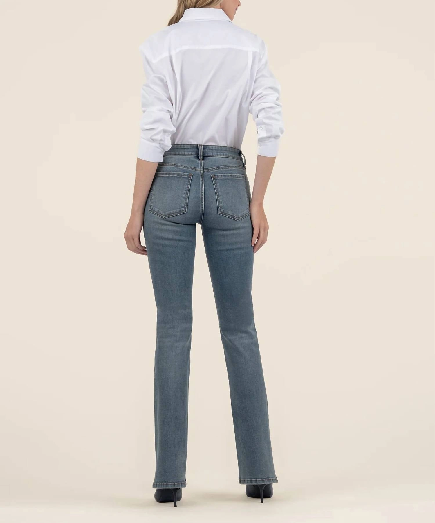 Natalie Mid Rise Flare Pants In Worthy Wash