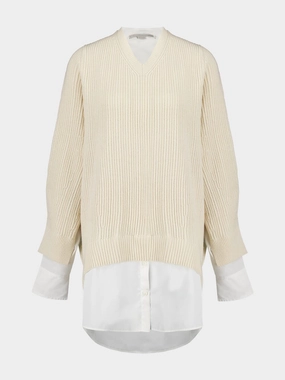 Natural Hybrid V-Neck Jumper Knitwear Womens - women's knitwear cheap
