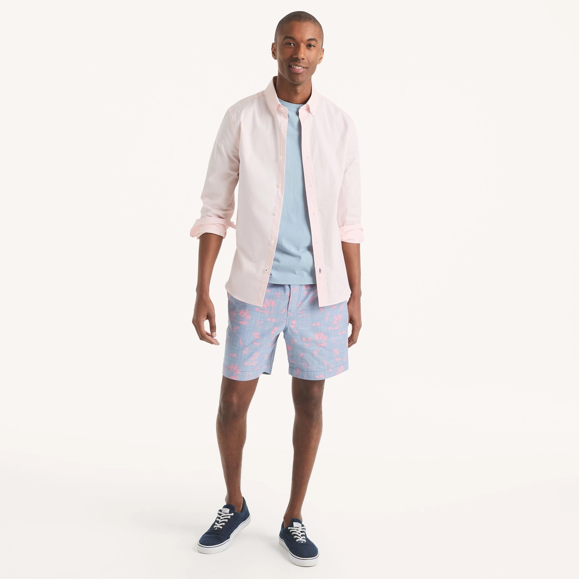 Nautica Mens 7" Printed Chambray Short