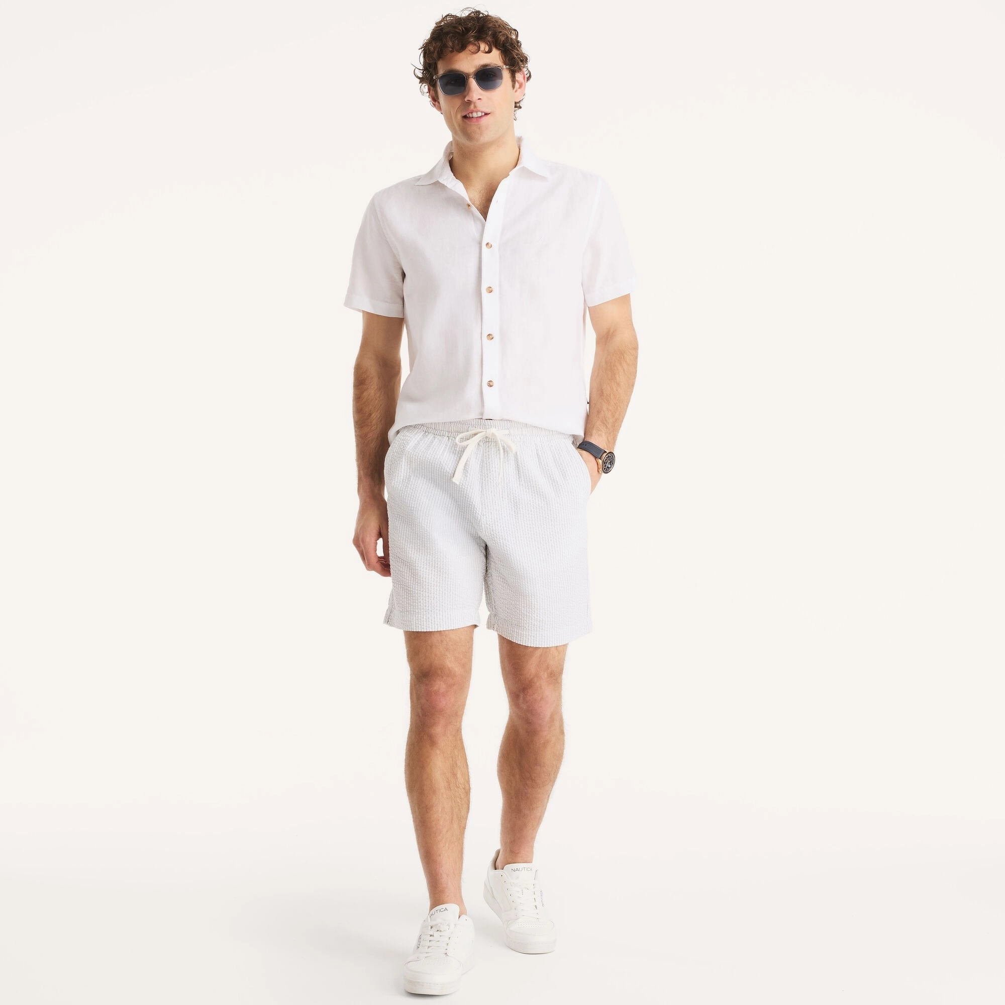 Nautica Mens 7" Striped Seersucker Short