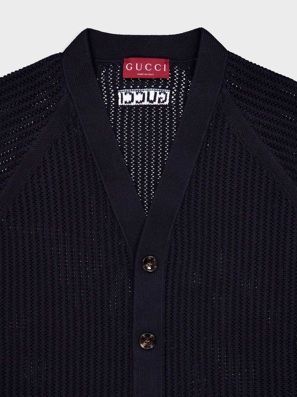 Navy Ajour Cotton Knit Cardigan with Web