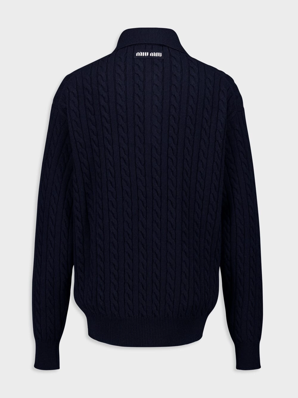 Navy Blue Cashmere Knit Polo Shirt