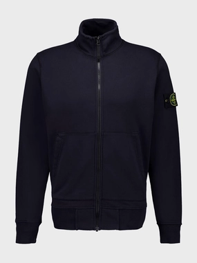 Navy Blue Compass-Badge Zipped Sweatshirt Tops Mens - thermal tops