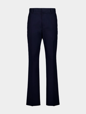Navy Blue Cotton Canvas Pants Suits Mens - men's suits outlet