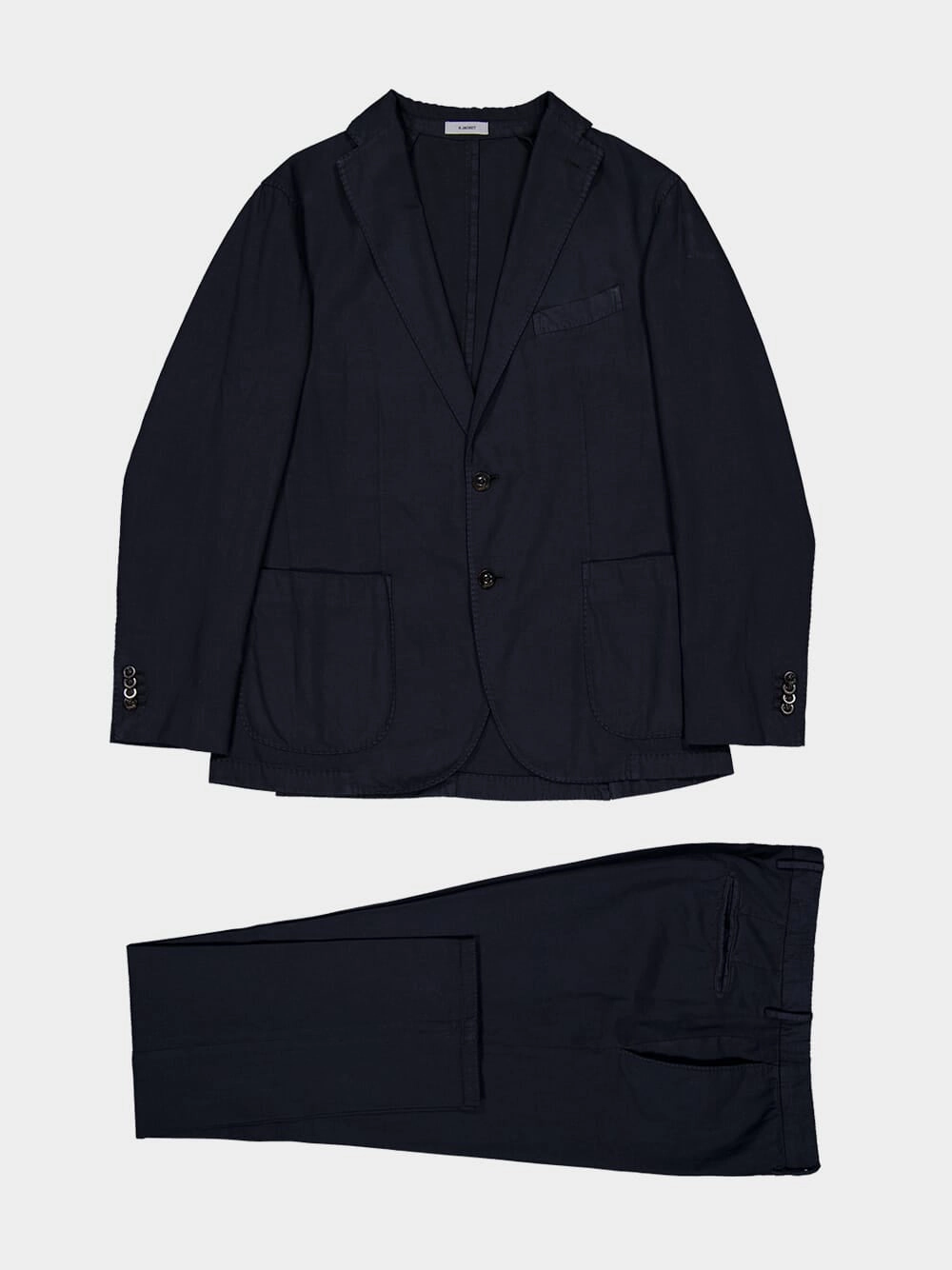 Navy Blue Cotton-Linen Full Suit