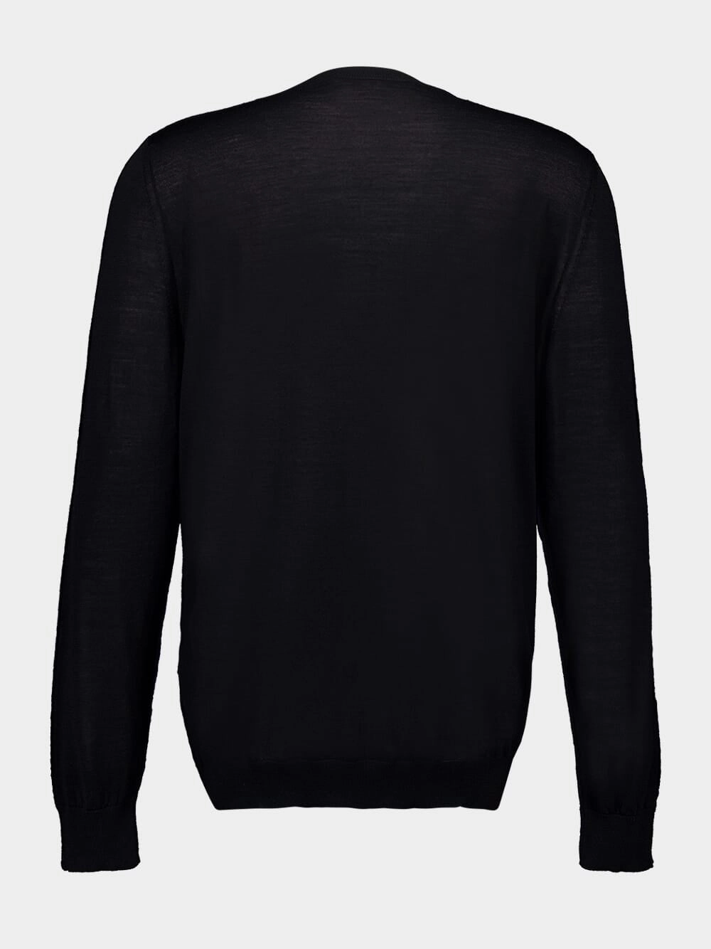 Navy Blue Crewneck Wool Sweater