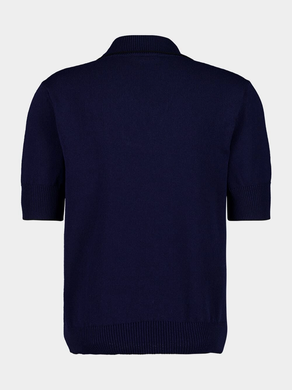 Navy Blue cusson Embroidered Knit Polo Shirt