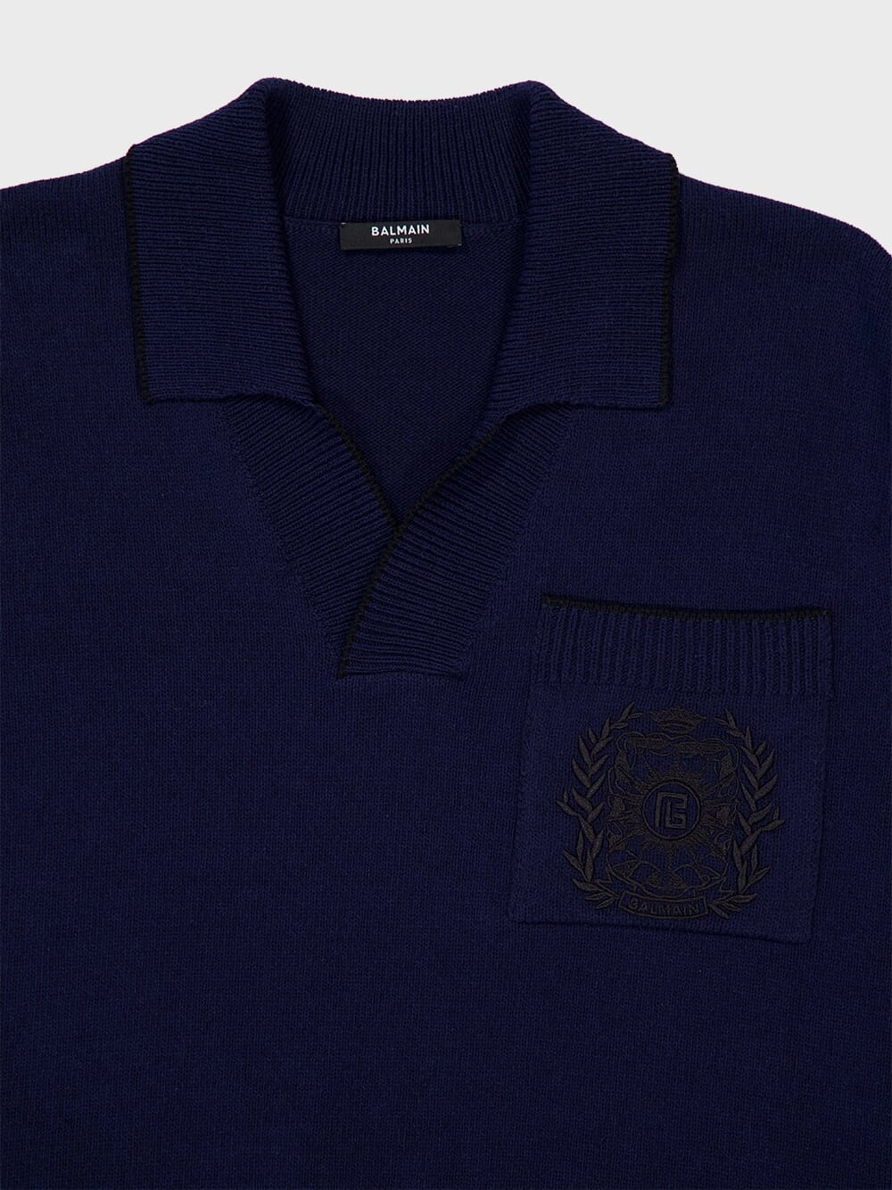 Navy Blue cusson Embroidered Knit Polo Shirt
