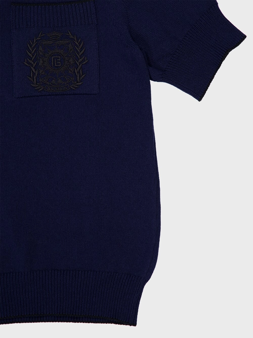 Navy Blue cusson Embroidered Knit Polo Shirt
