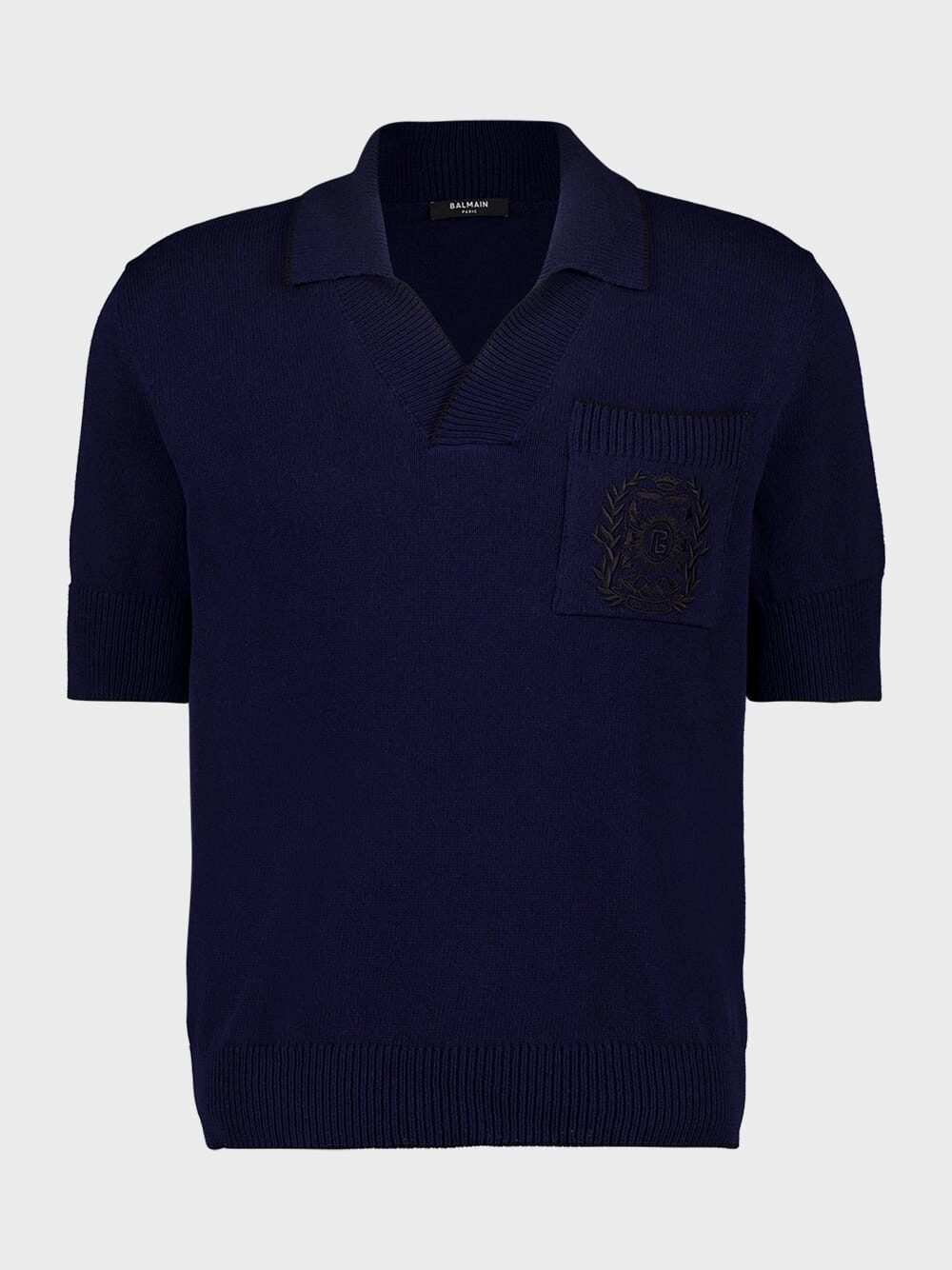 Navy Blue cusson Embroidered Knit Polo Shirt Tops Mens - men's t-shirts outlet