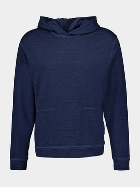 Navy Blue Fade Long-Sleeve Hooded Sweatshirt Tops Mens - thermal tops