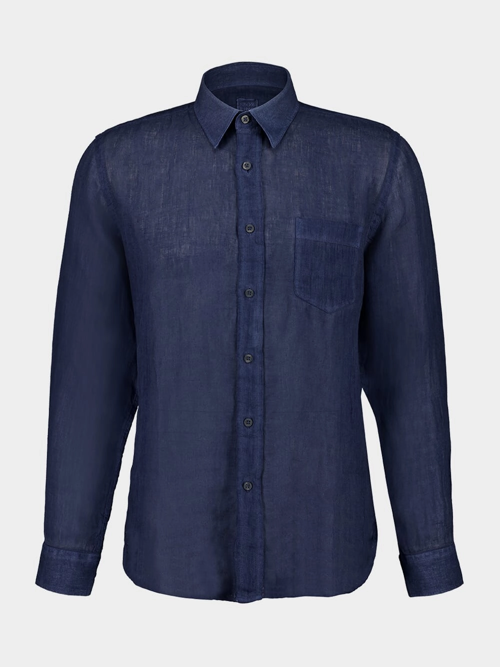 Navy Blue Faded Linen Long-Sleeve Shirt Suits Mens - men's suits outlet