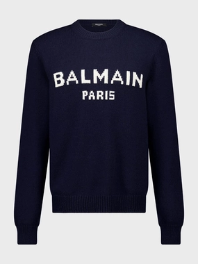 Navy Blue Intarsia Logo Sweater Knitwear Mens - men's sweaters sale