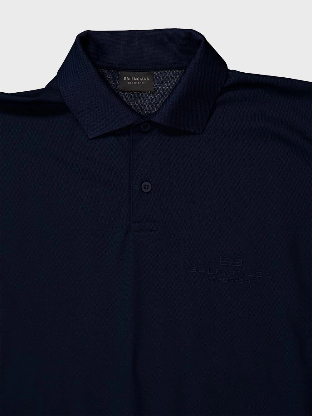 Navy Blue Intertwined Cotton Piqu Polo